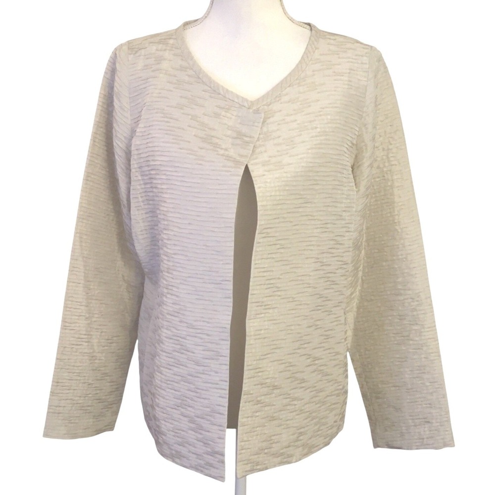 EILEEN FISHER Horizontal Pleat 100% Silk Mandarin Jacket magnetic closure SZ: S
